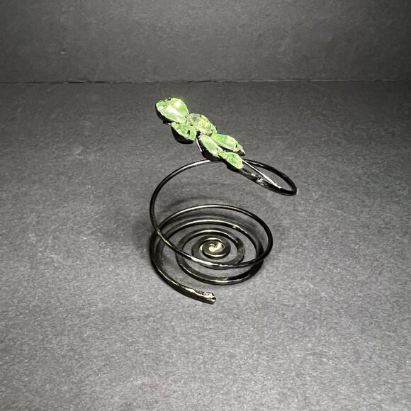 Avon Green Jewel Daisy Flower Swirled Wired Tealight Candle Holder 3.25" - Picture 5 of 6